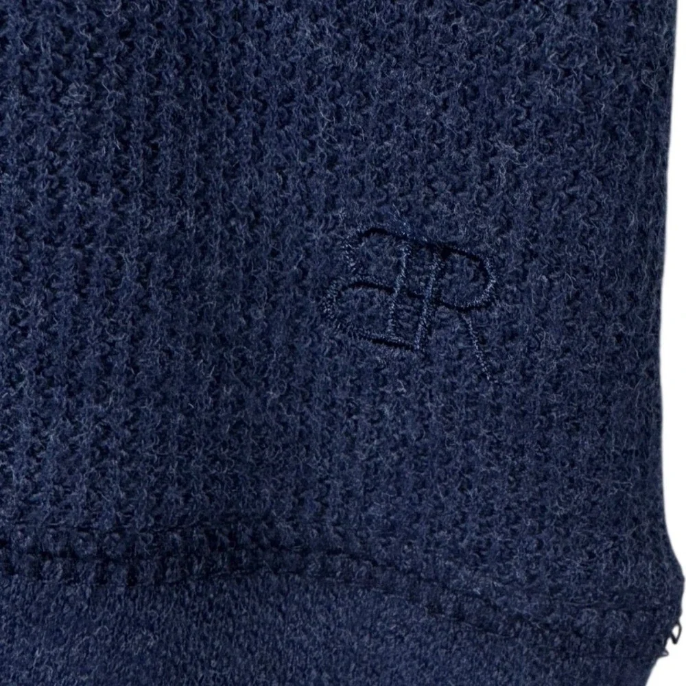 Banana Republic Waffle Knit Sweatshirt Mens Large Navy Blue‎ Crewneck Pullover